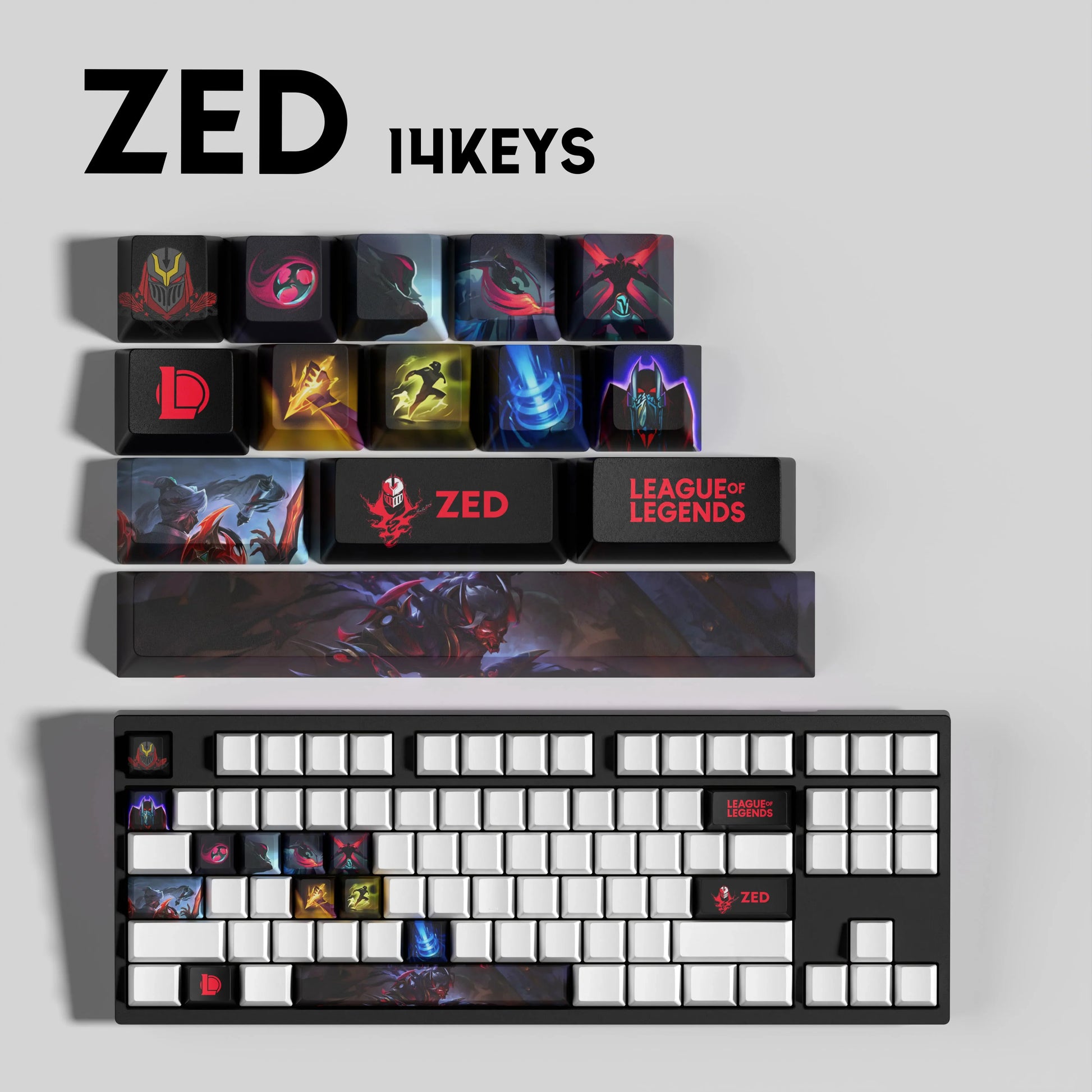 SPECIAL EDITION Fan-Made Zed KEYCAPS – 30, 14, 12 keys